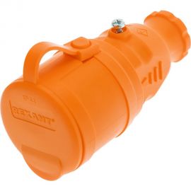 Переносная влагозащищенная розетка REXANT с крышкой, с заземлением, 16 А, IP44, каучук оранжевая 111-123 