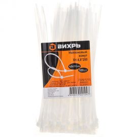 Нейлоновый хомут Вихрь 4.8х200 Б 100шт 73/9/1/15 