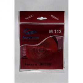Акриловая лента Акрилком М113 прозрачный носитель, 0,8 мм х 8 мм х 5 м М113 8мм 