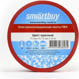 Изолента Smartbuy 0.13х15 мм, 20 метров, красная SBE-IT-15-20-r 