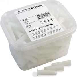 Дюбель-пробка Качественный КРЕПЕЖ белый, 8x35, 140 шт 0500655 КЧ 