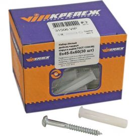 Набор VIPкрепеж белый дюбель 30 шт 31506 VIP 