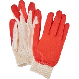 Перчатки Спец х/б одинарный облив (латекс, красный), 13 класс, упаковка-пакет И-8047-И 