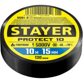 Изоляционная лента STAYER Protect-10 ПВХ 10м х 15 мм, 5000 В, черная 12291-D_z01 