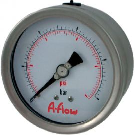 Манометр от 0 до 400 бар из нержавеющей стали, D63 мм, NPT 1/4"", штуцер сзади по центру A-Flow G32-S-4N-63B-400bar 