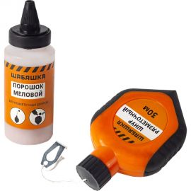 Разметочный шнур ШАБАШКА в пластмассовом обрезиненном корпусе, порошок, 30 м 228552 