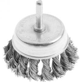 Щетка чашка металлическая со шпилькой (75 мм; крученая проволока) для дрели ТУНДРА 1032355 