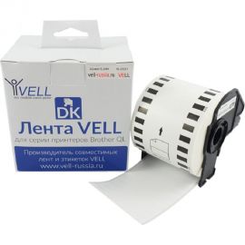Лента Vell VL-B-DK 22251, белая, печать черным и красным цветом, Brother DK22251, для 800/810W 377632 