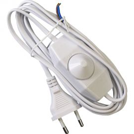 Шнур вилкой и проходным выключателем-регуляторомООО ""ОПТИКОМ ЭЛЕКТРИК"" белый 2м 2x0,75мм2 1404.0299 