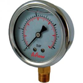 Манометр от 0 до 6 бар из нержавеющей стали, D63 мм, BSPP 1/4"", штуцер снизу A-Flow G20-S-4G-63A-6bar 