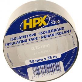 Огнестойкая профессиональная изолента из ПВХ HPX IG5033 INSULATION TAPE 5200 50 мм х 33 м, серая 5425014229042 