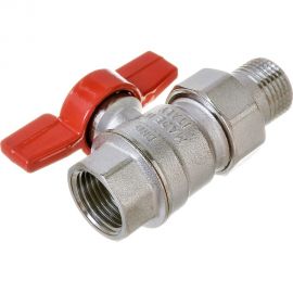 Шаровой кран Giacomini R859, 1/2, ВН, ручка-бабочка, хромированный, с разъемным соединением R859x323 