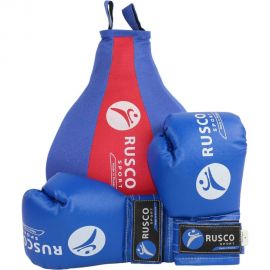 Набор бокс. начинающий Ruscosport rusco sport синий/красн. груша и перчатки 4oz УТ-00003143 