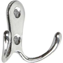 Мебельный крючок ТУНДРА KM207CP, двухрожковый, цвет хром 1866178 