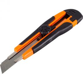 Нож с выдвижным лезвием Вихрь 18 мм, двухкомпонентный корпус, винтовой фиксатор, 73/10/10/3 