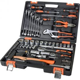 Набор инструментов 1/2, 1/4 дюйма CrV, пластиковый кейс 76 предметов Вихрь 73/6/7/4 