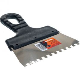 Зубчатый шпатель нержавеющая cталь, пластиковая рукоятка 6х6 мм, 150мм Вихрь 73/3/2/25 