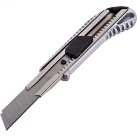 Нож с выдвижным лезвием Вихрь 18 мм, металллический корпус, автоматический фиксатор, 73/10/10/1 