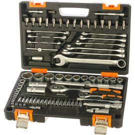 Набор инструментов 1/2, 1/4 дюйма, CrV, пластиковый кейс 82 предмета Вихрь 73/6/7/3 