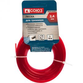 Леска для триммера (2.4 мм; 15 м; квадрат) Союз ТЛ3535-2.4-4-15 