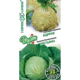 Семена ГАВРИШ Капуста белокочанная, Крестьянка 0.3 г, Сельдерей Бодрячок 0.3 г, серия Дуэт Хорошие соседи 1999948815 