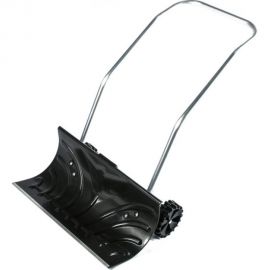 Движок для снега ЛЕТО 660x330 мм, на колесах, алюминиевая планка, металлическая п-образная ручка 24804 