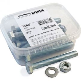 Болт с ш/г полная резьба Качественный КРЕПЕЖ набор DIN 933 10х80 8 шт 0301071 КЧ 