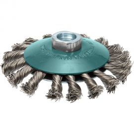 Щетка коническая со жгутовой стальной проволокой Мастер 061 (100 мм; М14) Профоснастка 20106001 