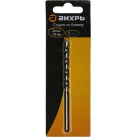 Сверло по бетону 6x100, цилиндрический хвостовик, 1 шт. в блистере Вихрь 73/10/6/15 