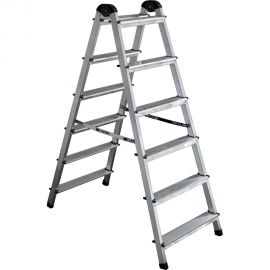 Алюминиевая 6-ти ступенчатая двухсторонняя стремянка Perilla 111406 