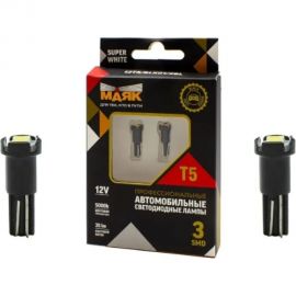 Автомобильная светодиодная лампа МАЯК T5 патрон W2,0x4,6D для подсветки шкал 12T5/BLK01/2BL 