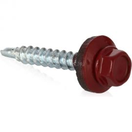 Кровельный саморез Tech-Krep КР сверло 4,8х35 RAL-3011 тёмно-красный 60 шт, коробка с окном 112032 