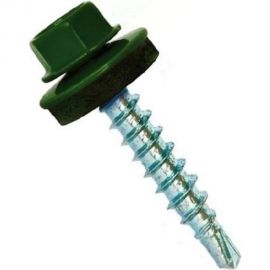 Кровельные саморезы ВИРТУОЗ 4,8х38 мм, RAL 6005, зеленый мох, 25 шт. 26859 