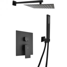 Встраиваемый смеситель для душа SANTREK AQUA-1052 (SAP-1052) квадратная лейка, черный (тропическая лейка 25x25 см) 312279 