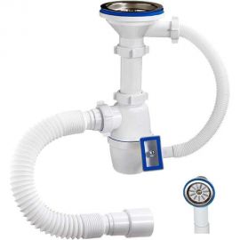 Бутылочный сифон ORIO 3 1/2x40, с переливом универсальный перелив, гибкой трубой 40-40/50 А-45079 