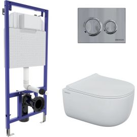 Комплект для монтажа подвесного унитаза Berges: инсталляция novum525, кнопка o3 хром глянец, унитаз ego rimless, сиденье дюропласт okus slim so, микролифт, быстросъем 043249 