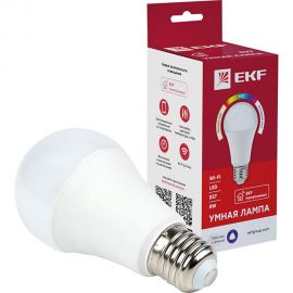 Умная LED лампа EKF HomeConnect 8W, WIFI, RGBW, E27 slwf-e27-rgbw 