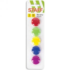 Магниты 24 шт в упаковке Staff BASIC 30 мм НАБОР 5 шт ассорти 237482 