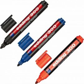 Перманентный маркер Edding черный, 1.5-3 мм, круглый наконечник, блистер E-300#1-B#1 