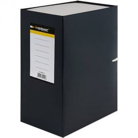 Архивный короб INFORMAT А4, 140 мм, черный, бумвинил, 2 завязки, разобранный ВА91140К 