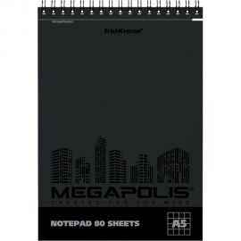 Блокнот ErichKrause MEGAPOLIS на спирали, А5, 80 листов, клетка, твин-лак, микроперфорация 49812 