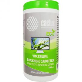 Влажные салфетки для экранов и оптики Cactus туба 100 шт. CS-T1001E 289994 