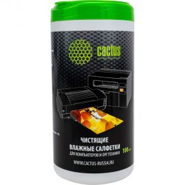 Влажные салфетки для компьютеров и оргтехники Cactus туба 100 шт. CS-T1002 901283 