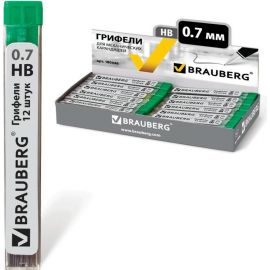 Грифели запасные BRAUBERG КОМПЛЕКТ 36 шт Hi-Polymer HB 0.7 мм 180446 