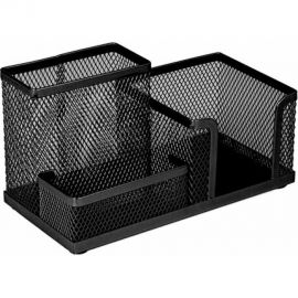 Подставка-органайзер BRAUBERG Germanium металлическая, 3 секции, 102х186х95 мм, черная 231986 