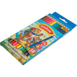 Набор цветных карандашей Creativiki, 12 цветов, шестигранные, пластик ЦКП12КР 