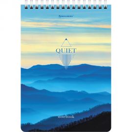 Блокнот BRAUBERG А5, 146x206 мм, 80 л., гребень, картон, жесткая подложка, клетка, Безмятежность 114380 