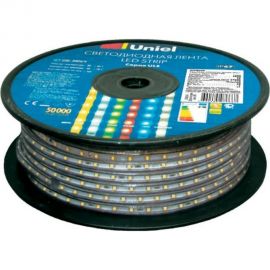 Светодиодная лента Uniel ULS-2835-60LED/m-10mm-IP67-220V-8W/m-50M-YELLOW 50 м. UL-00000862 