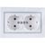 Двойная розетка Lezard MIRA, с заземлением, керамика, белый с серой вставкой 701-0215-127 