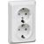 Двойная розетка Schneider Electric ЭТЮД скрытой установки, с заземлением, со штороками, 16А, 250B, белый PC16-108B 